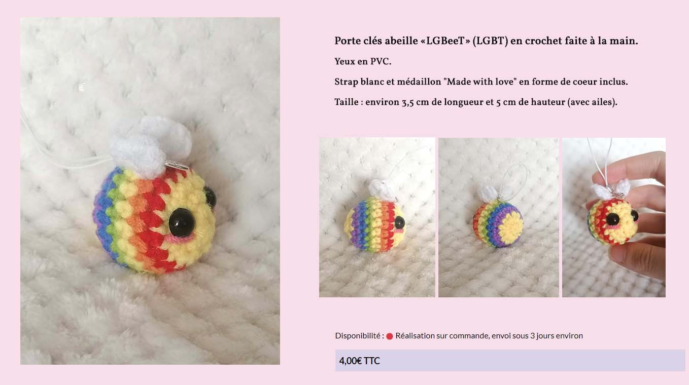 Porte clés abeille LGBT