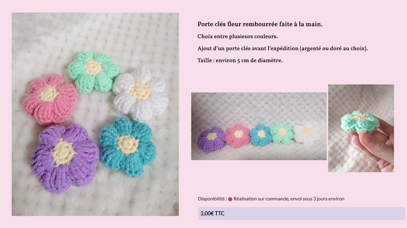 Porte clés fleur rembourrée