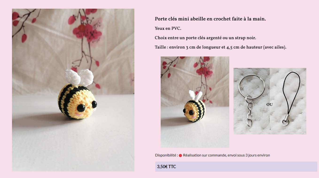 Porte clés mini abeille