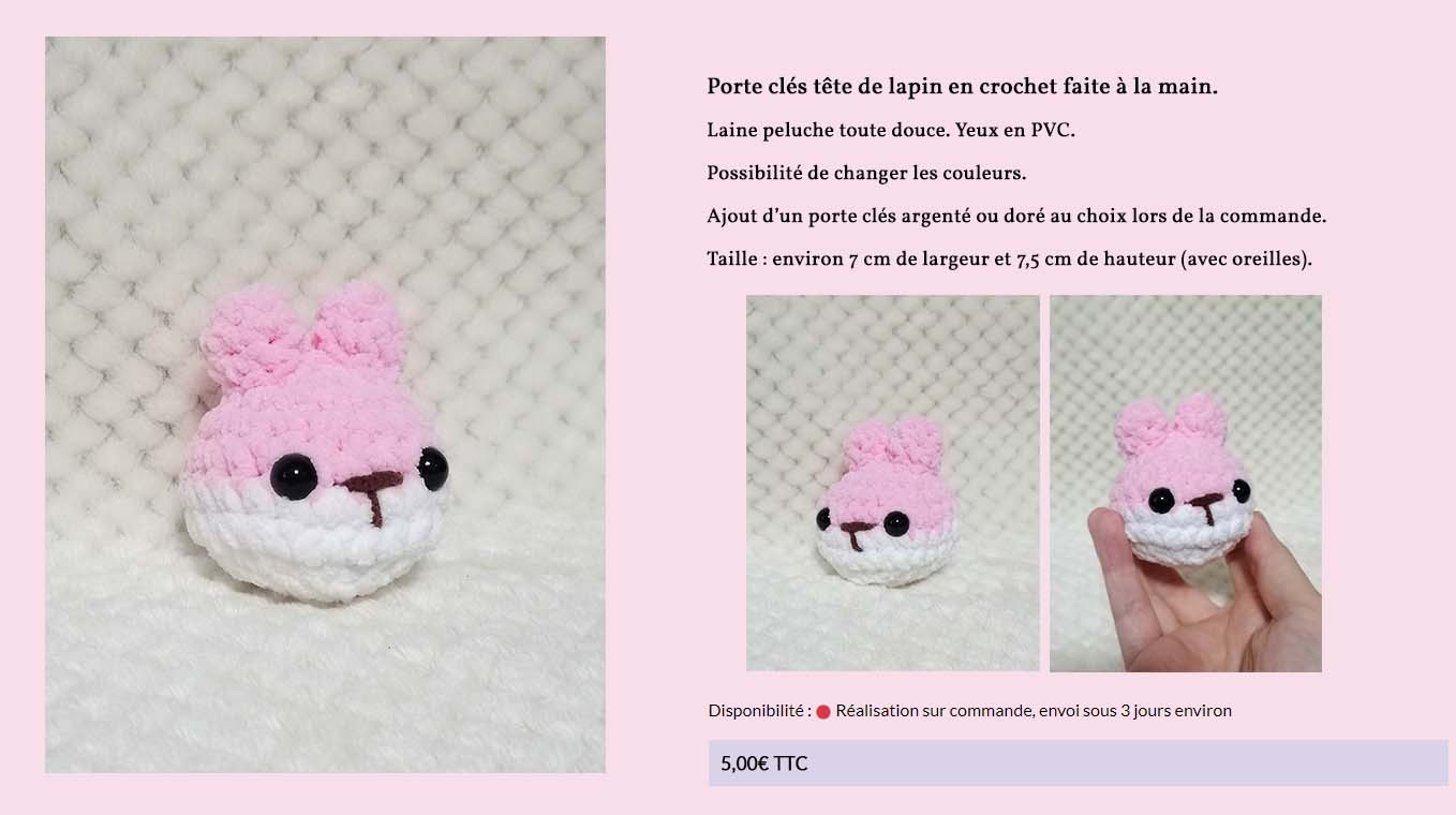 Porte clés tête de lapin
